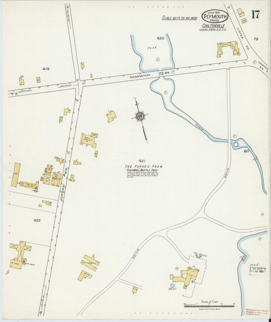 Sanborn Fire Insurance Map from Plymouth, Plymouth County, Massachusetts (1919), Sheet #0017 - Historic Sanborn Fire Insurance Map Print, vintage old map wall art, antique decor, genealogy gift, Massachusetts Massachusetts map