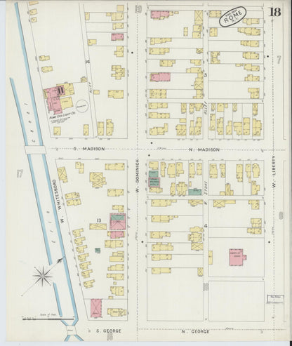 Sanborn Fire Insurance Map from Rome, Oneida County, New York (1894), Sheet #0018 - Historic Sanborn Fire Insurance Map Print, vintage old map wall art, antique decor, genealogy gift, New York New York map