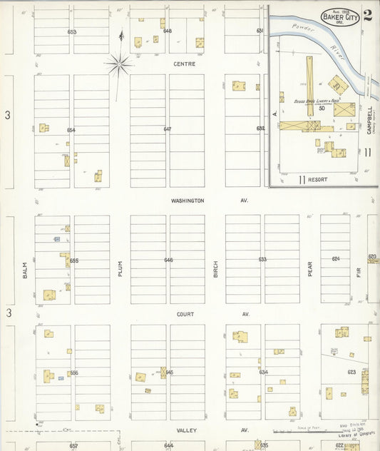 Sanborn Fire Insurance Map from Baker, Baker County, Oregon (1903), Sheet #0002 - Historic Sanborn Fire Insurance Map Print, vintage old map wall art, antique decor, genealogy gift, Oregon Oregon map