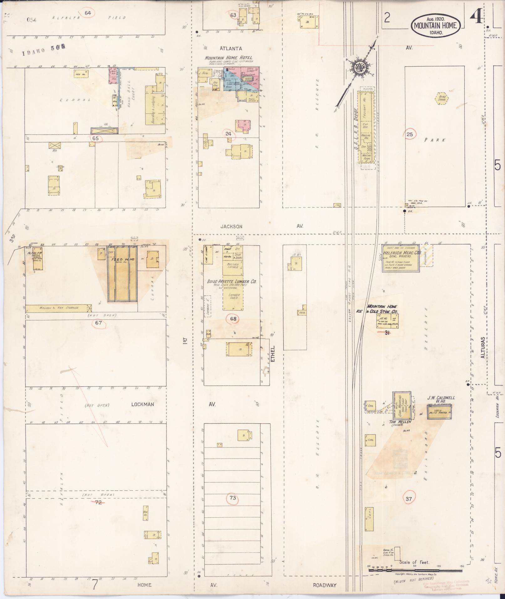 Sanborn Fire Insurance Map from Mountain Home, Elmore County, Idaho (1931), Sheet #0004 - Complete Map Set gallery image, historic Sanborn map, vintage wall art, Idaho Idaho
