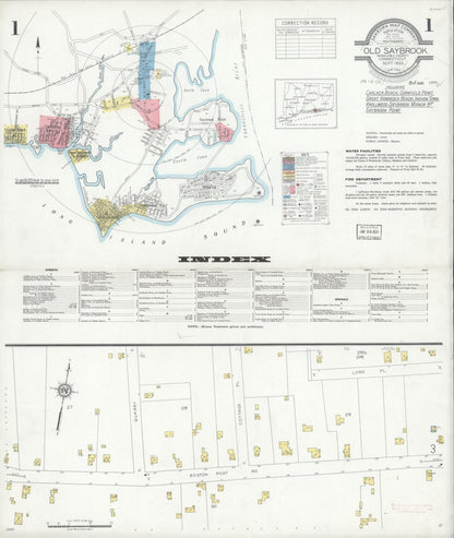 Sanborn Fire Insurance Map from Old Saybrook, Middlesex County, Connecticut (1933), Sheet #0001 - Complete Map Set gallery image, historic Sanborn map, vintage wall art, Connecticut Connecticut