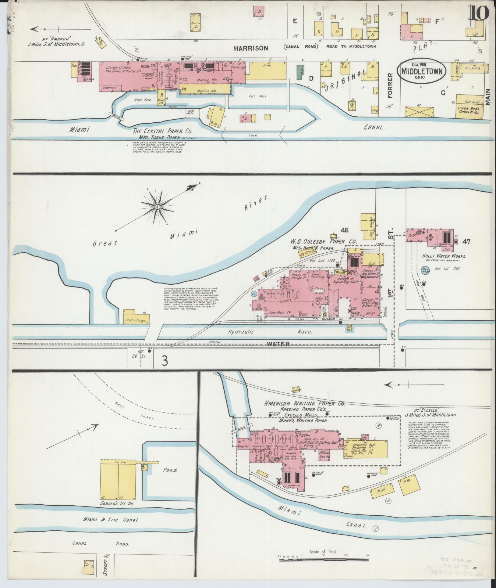 Sanborn Fire Insurance Map from Middletown, Butler County, Ohio (1901), Sheet #0010 - Historic Sanborn Fire Insurance Map Print, vintage old map wall art, antique decor, genealogy gift, Ohio Ohio map
