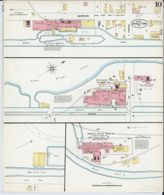 Sanborn Fire Insurance Map from Middletown, Butler County, Ohio (1901), Sheet #0010 - Historic Sanborn Fire Insurance Map Print, vintage old map wall art, antique decor, genealogy gift, Ohio Ohio map