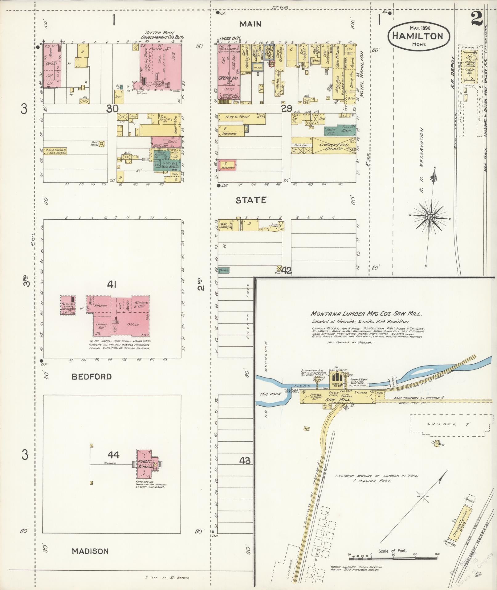 Sanborn Fire Insurance Map from Hamilton, Ravalli County, Montana (1896), Sheet #0002 - Complete Map Set gallery image, historic Sanborn map, vintage wall art, Montana Montana