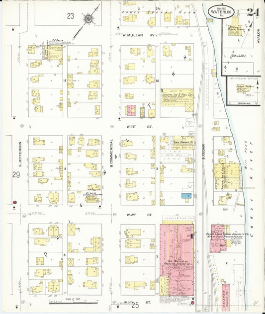 Sanborn Fire Insurance Map from Waterloo, Black Hawk County, Iowa (1910), Sheet #0024 - Historic Sanborn Fire Insurance Map Print, vintage old map wall art