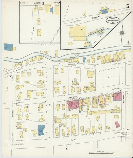Sanborn Fire Insurance Map from Hammondsport, Steuben County, New York (1913), Sheet #0005 - Historic Sanborn Fire Insurance Map Print, vintage old map wall art, antique decor, genealogy gift, New York New York map