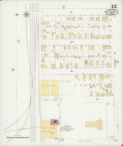Sanborn Fire Insurance Map from Cloquet, Carlton County, Minnesota (1901), Sheet #0012 - Historic Sanborn Fire Insurance Map Print, vintage old map wall art, antique decor, genealogy gift, Minnesota Minnesota map