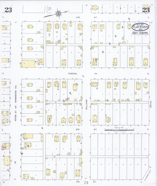 Sanborn Fire Insurance Map from Flat River, Saint Francois County, Missouri (1927), Sheet #0023 - Historic Sanborn Fire Insurance Map Print, vintage old map wall art, antique decor, genealogy gift, Missouri Missouri map