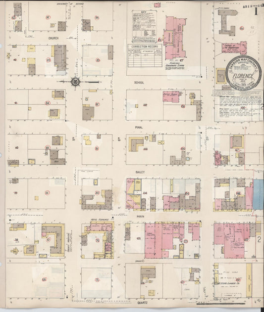 Sanborn Fire Insurance Map from Florence, Pinal County, Arizona (1941), Sheet #0001 - Historic Sanborn Fire Insurance Map Print, vintage old map wall art, antique decor, genealogy gift, Arizona Arizona map