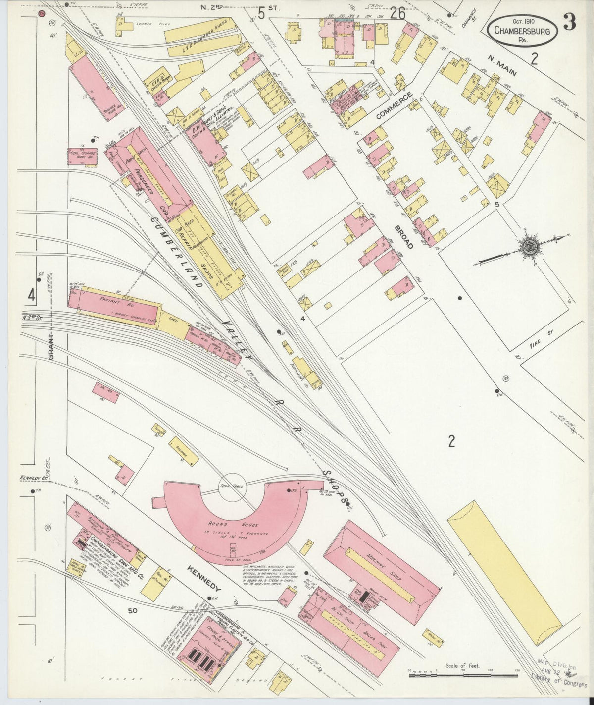 Sanborn Fire Insurance Map from Chambersburg, Franklin County, Pennsylvania (1910), Sheet #0003 - Complete Map Set gallery image, historic Sanborn map, vintage wall art, Pennsylvania Pennsylvania