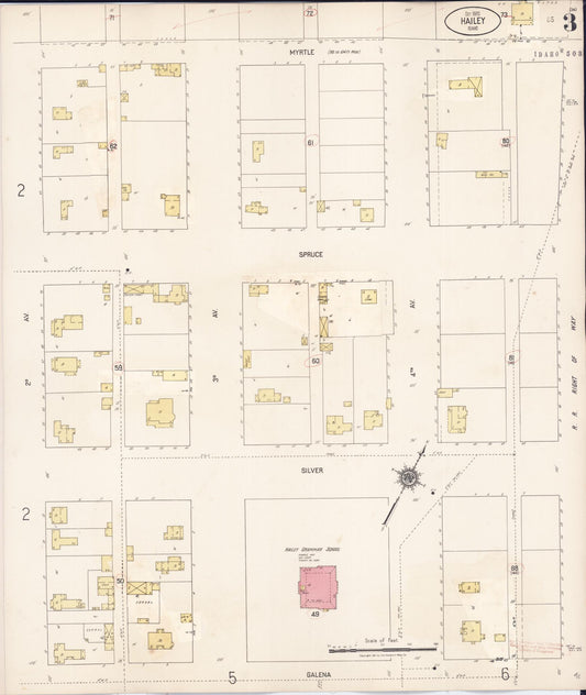 Sanborn Fire Insurance Map from Hailey, Blaine County, Idaho (1931), Sheet #0003 - Historic Sanborn Fire Insurance Map Print, vintage old map wall art, antique decor, genealogy gift, Idaho Idaho map