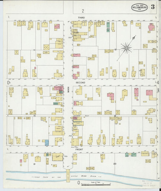 Sanborn Fire Insurance Map from Williamsburg, Clermont County, Ohio (1900), Sheet #0003 - Historic Sanborn Fire Insurance Map Print, vintage old map wall art, antique decor, genealogy gift, Ohio Ohio map