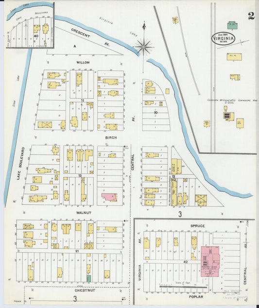 Sanborn Fire Insurance Map from Virginia, Saint Louis County, Minnesota (1904), Sheet #0002 - Historic Sanborn Fire Insurance Map Print, vintage old map wall art, antique decor, genealogy gift, Minnesota Minnesota map