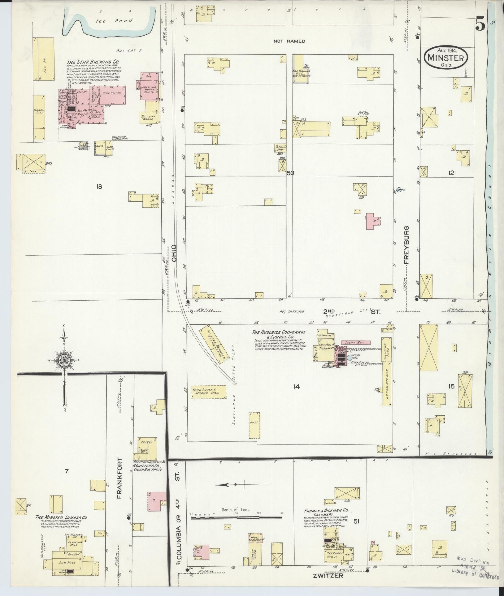 Sanborn Fire Insurance Map from Minster, Auglaize County, Ohio (1914), Sheet #0005 - Complete Map Set gallery image, historic Sanborn map, vintage wall art, Ohio Ohio