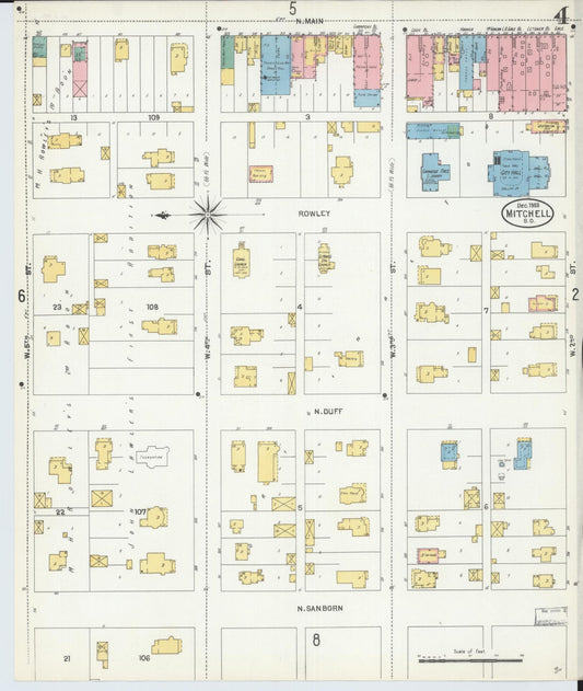 Sanborn Fire Insurance Map from Mitchell, Davison County, South Dakota (1903), Sheet #0004 - Historic Sanborn Fire Insurance Map Print, vintage old map wall art, antique decor, genealogy gift, South Dakota South Dakota map