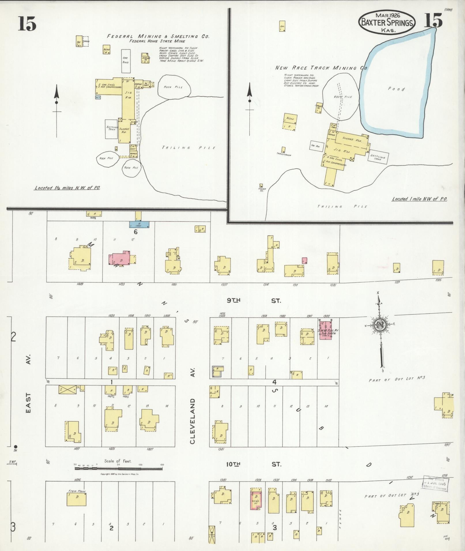 Sanborn Fire Insurance Map from Baxter Springs, Cherokee County, Kansas (1926), Sheet #0015 - Historic Sanborn Fire Insurance Map Print, vintage old map wall art, antique decor, genealogy gift, Kansas Kansas map