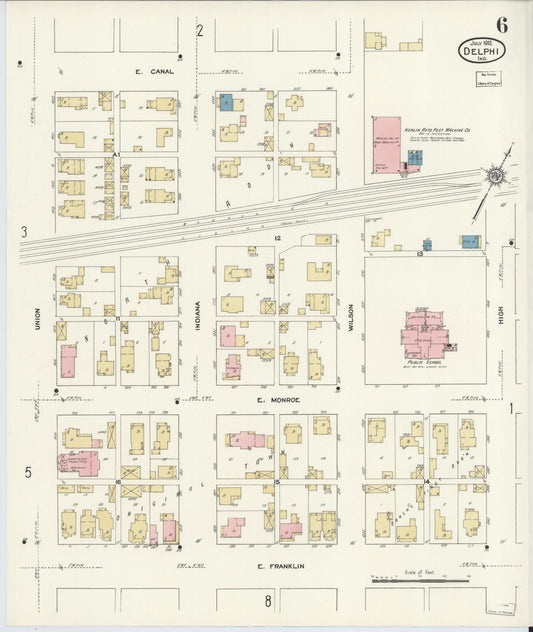Sanborn Fire Insurance Map from Delphi, Carroll County, Indiana (1912), Sheet #0006 - Historic Sanborn Fire Insurance Map Print, vintage old map wall art, antique decor, genealogy gift, Indiana Indiana map