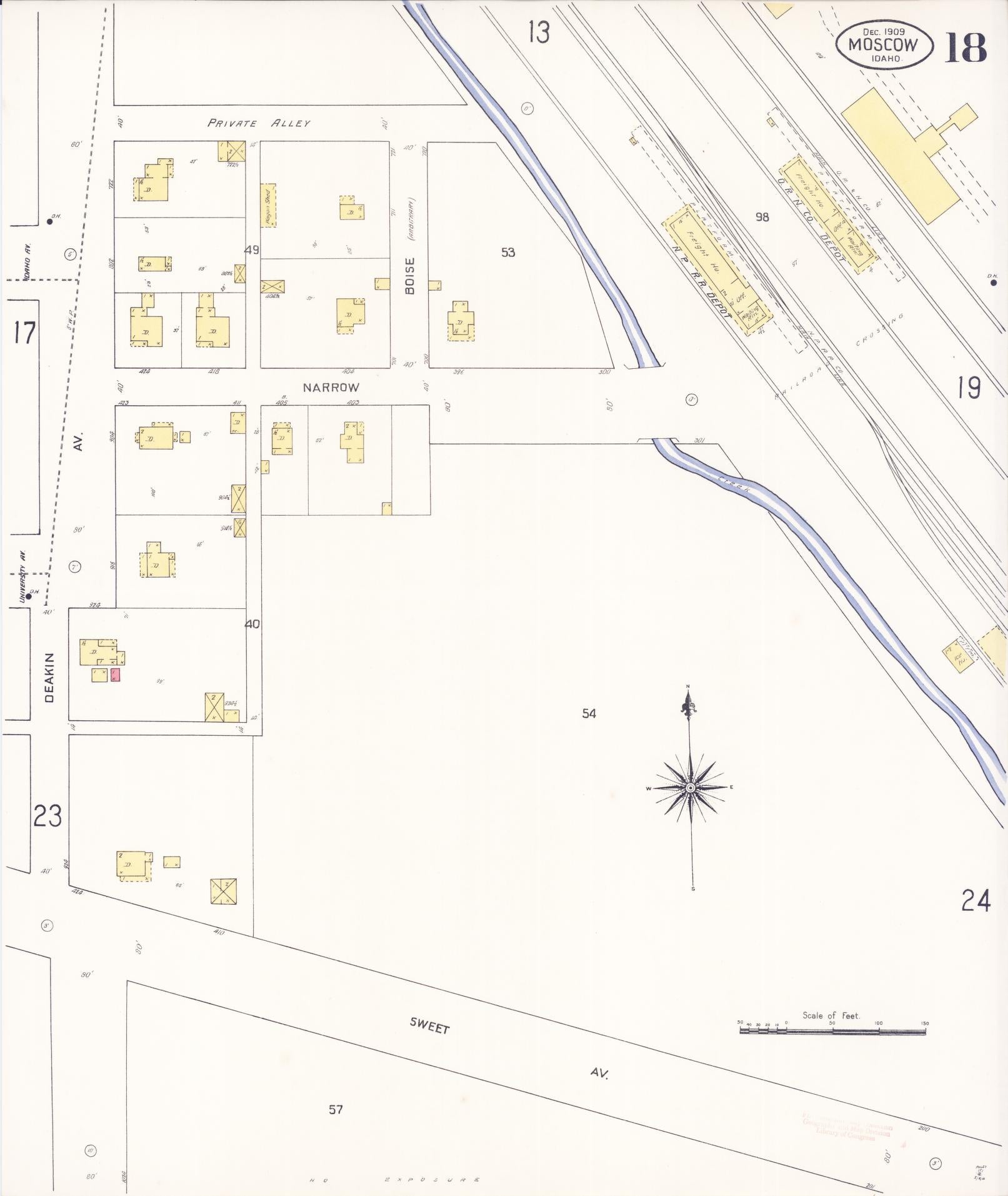 Sanborn Fire Insurance Map from Moscow, Latah County, Idaho (1909), Sheet #0018 - Complete Map Set gallery image, historic Sanborn map, vintage wall art, Idaho Idaho