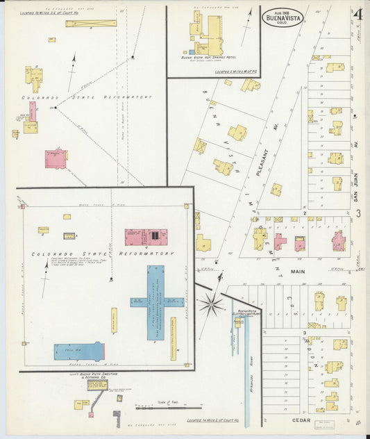 Sanborn Fire Insurance Map from Buena Vista, Chaffee County, Colorado (1908), Sheet #0004 - Historic Sanborn Fire Insurance Map Print, vintage old map wall art, antique decor, genealogy gift, Colorado Colorado map