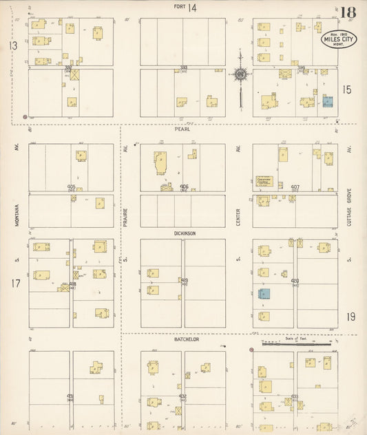 Sanborn Fire Insurance Map from Miles City, Custer County, Montana (1910), Sheet #0018 - Historic Sanborn Fire Insurance Map Print, vintage old map wall art, antique decor, genealogy gift, Montana Montana map