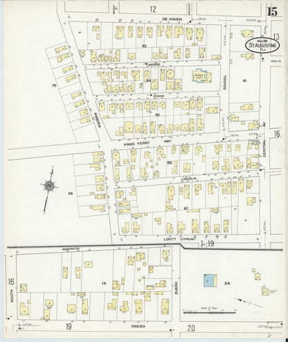 Sanborn Fire Insurance Map from Saint Augustine, Saint John's County, Florida (1910), Sheet #0015 - Historic Sanborn Fire Insurance Map Print, vintage old map wall art, antique decor, genealogy gift, Florida Florida map