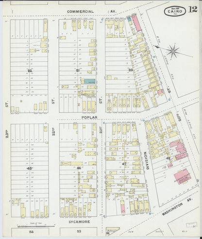 Sanborn Fire Insurance Map from Cairo, Alexander County, Illinois (1891), Sheet #0012 - Complete Map Set gallery image, historic Sanborn map, vintage wall art, Illinois Illinois