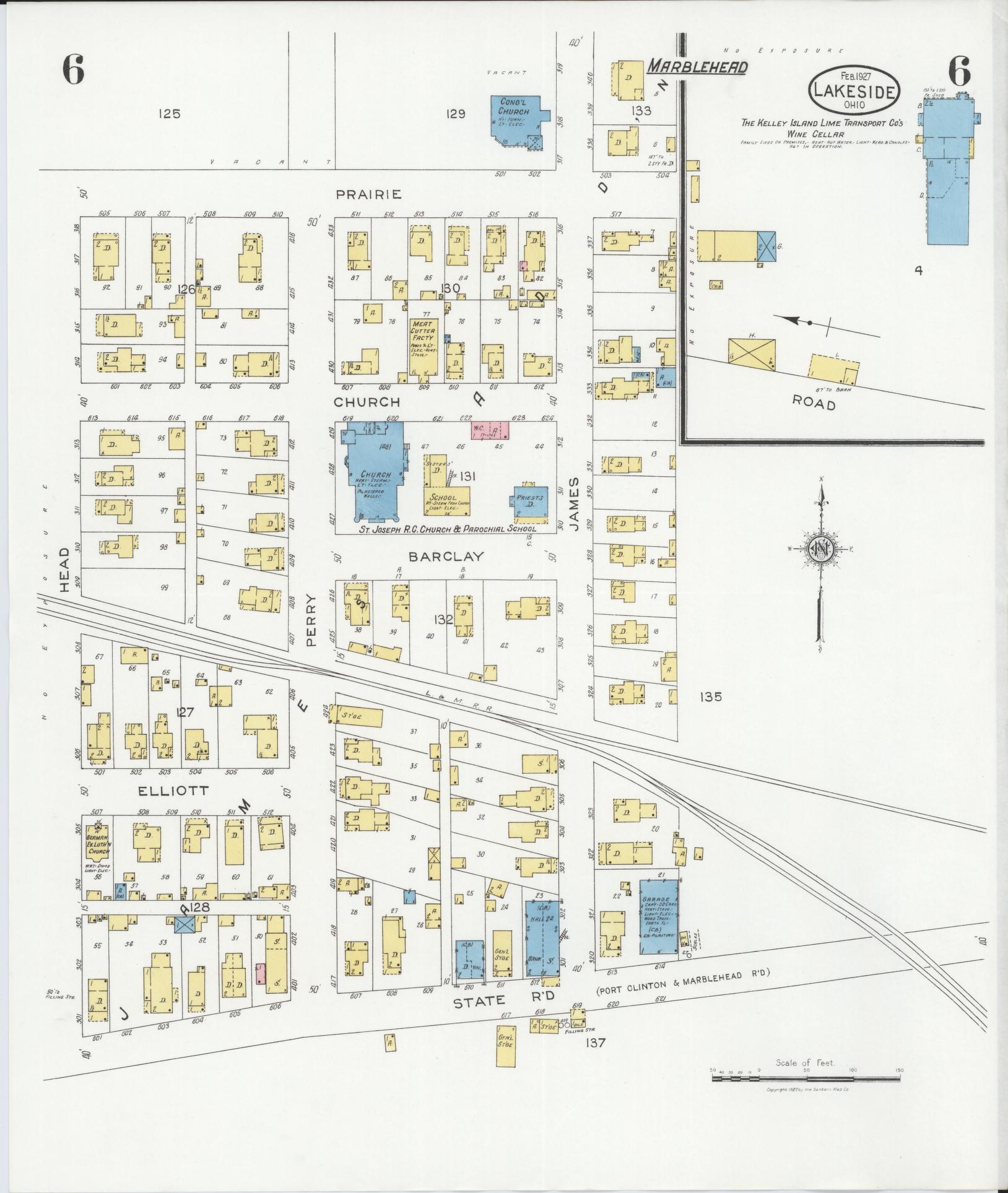 Sanborn Fire Insurance Map from Lakeside, Ottawa County, Ohio (1927), Sheet #0006 - Historic Sanborn Fire Insurance Map Print, vintage old map wall art, antique decor, genealogy gift, Ohio Ohio map