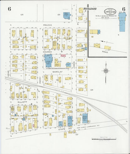 Sanborn Fire Insurance Map from Lakeside, Ottawa County, Ohio (1927), Sheet #0006 - Historic Sanborn Fire Insurance Map Print, vintage old map wall art, antique decor, genealogy gift, Ohio Ohio map