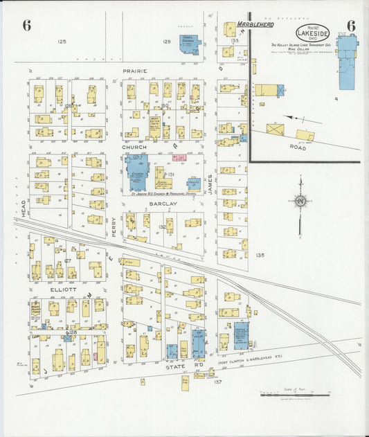 Sanborn Fire Insurance Map from Lakeside, Ottawa County, Ohio (1927), Sheet #0006 - Historic Sanborn Fire Insurance Map Print, vintage old map wall art, antique decor, genealogy gift, Ohio Ohio map