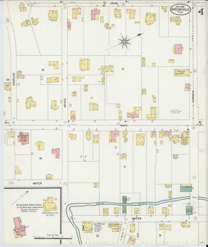 Sanborn Fire Insurance Map from Greeneville, Greene County, Tennessee (1903), Sheet #0004 - Complete Map Set gallery image, historic Sanborn map, vintage wall art, Tennessee Tennessee