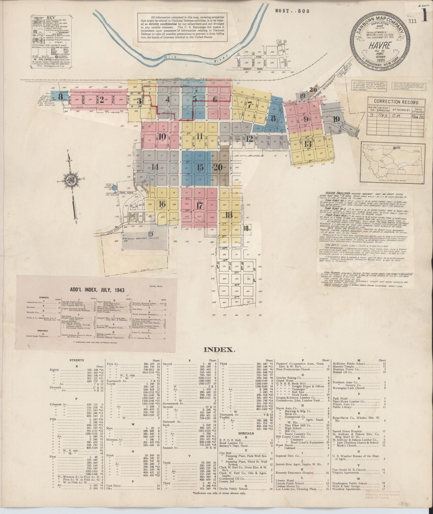 Sanborn Fire Insurance Map from Havre, Hill County, Montana. (1943) – Historic Sanborn Fire Insurance Map Print