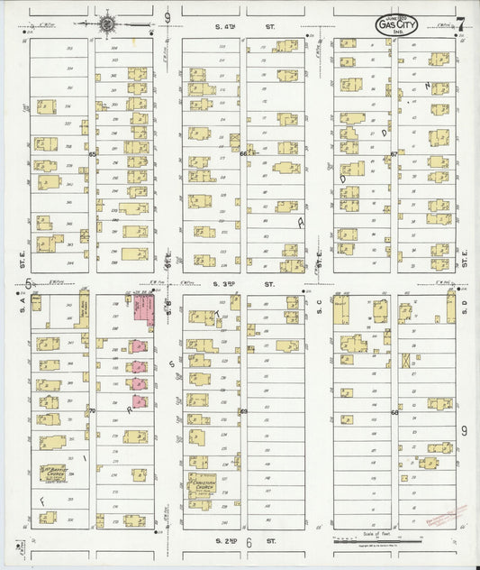 Sanborn Fire Insurance Map from Gas City, Grant County, Indiana (1920), Sheet #0007 - Historic Sanborn Fire Insurance Map Print, vintage old map wall art, antique decor, genealogy gift, Indiana Indiana map