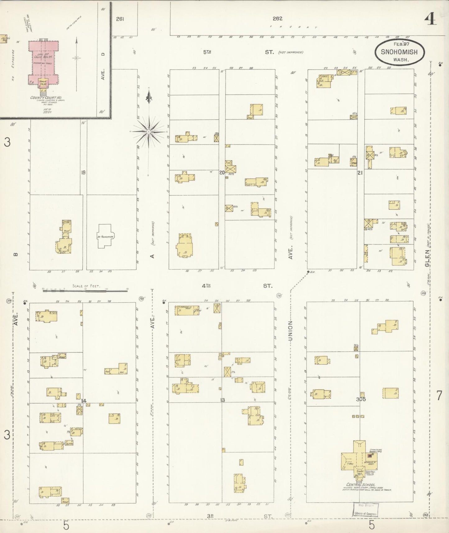 Sanborn Fire Insurance Map from Snohomish, Snohomish County, Washington (1897), Sheet #0004 - Complete Map Set gallery image, historic Sanborn map, vintage wall art, Washington Washington