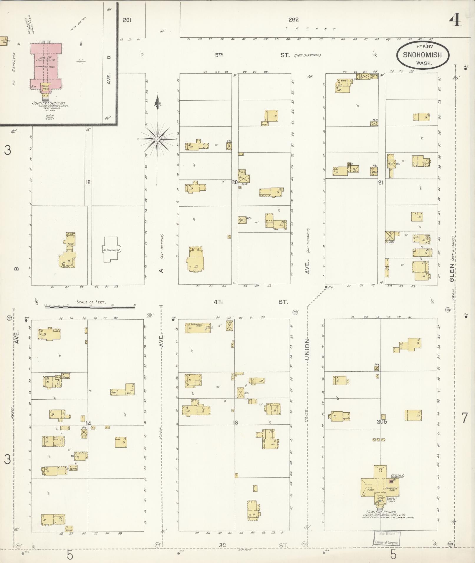 Sanborn Fire Insurance Map from Snohomish, Snohomish County, Washington (1897), Sheet #0004 - Complete Map Set gallery image, historic Sanborn map, vintage wall art, Washington Washington