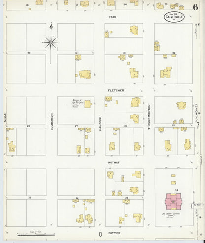 Sanborn Fire Insurance Map from Gainesville, Cooke County, Texas (1908), Sheet #0006 - Complete Map Set gallery image, historic Sanborn map, vintage wall art, Texas Texas