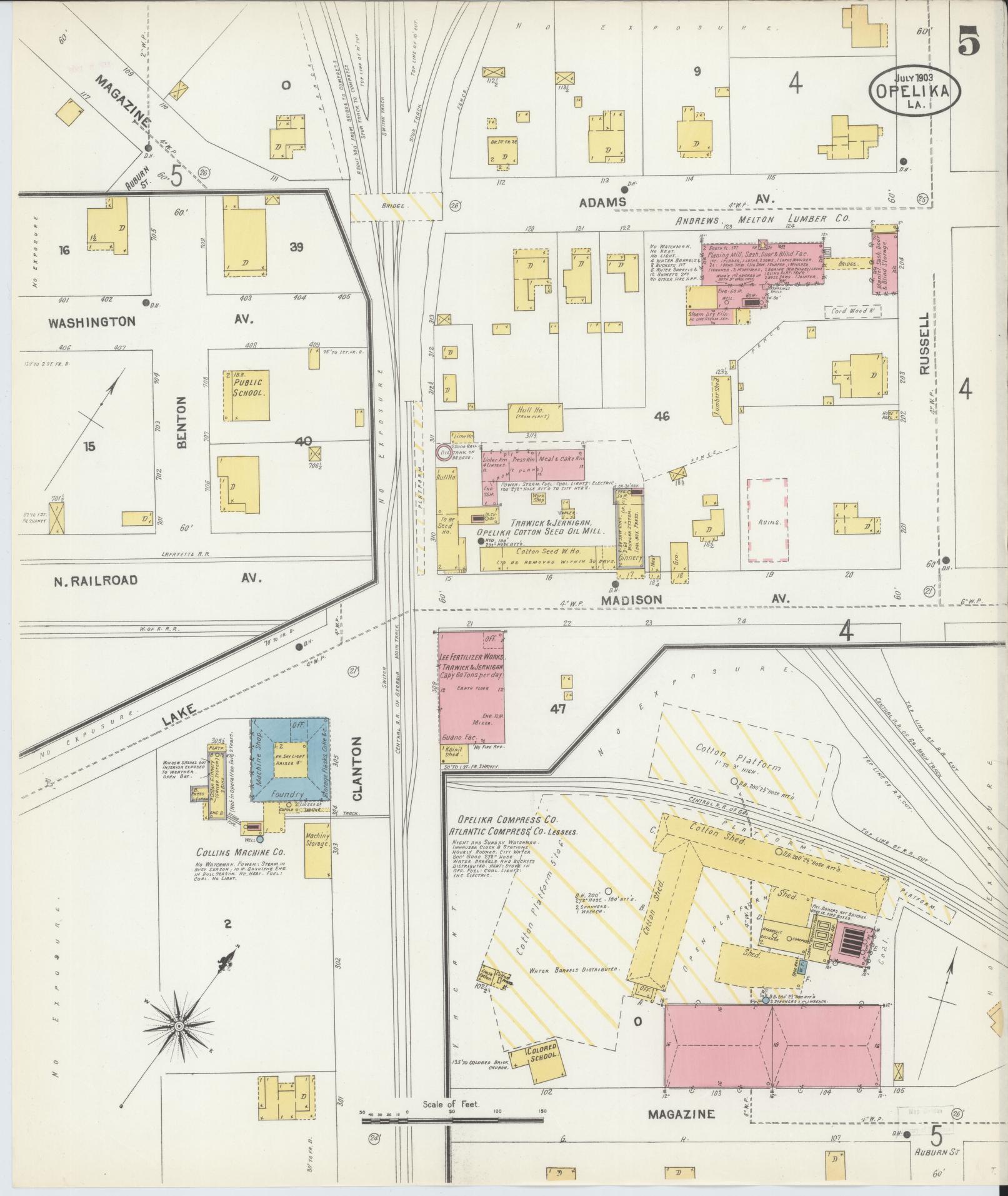 Sanborn Fire Insurance Map from Opelika, Lee County, Alabama (1903), Sheet #0005 - Complete Map Set gallery image, historic Sanborn map, vintage wall art, Alabama Alabama
