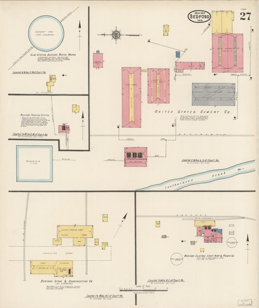 Sanborn Fire Insurance Map from Bedford, Lawrence County, Indiana (1922), Sheet #0027 - Historic Sanborn Fire Insurance Map Print, vintage old map wall art, antique decor, genealogy gift, Indiana Indiana map
