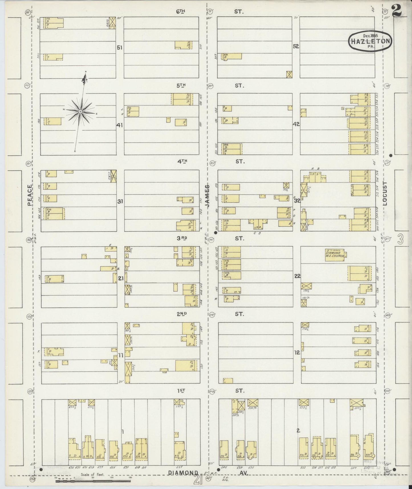 Sanborn Fire Insurance Map from Hazleton, Luzerne County, Pennsylvania (1895), Sheet #0002 - Complete Map Set gallery image, historic Sanborn map, vintage wall art, Pennsylvania Pennsylvania