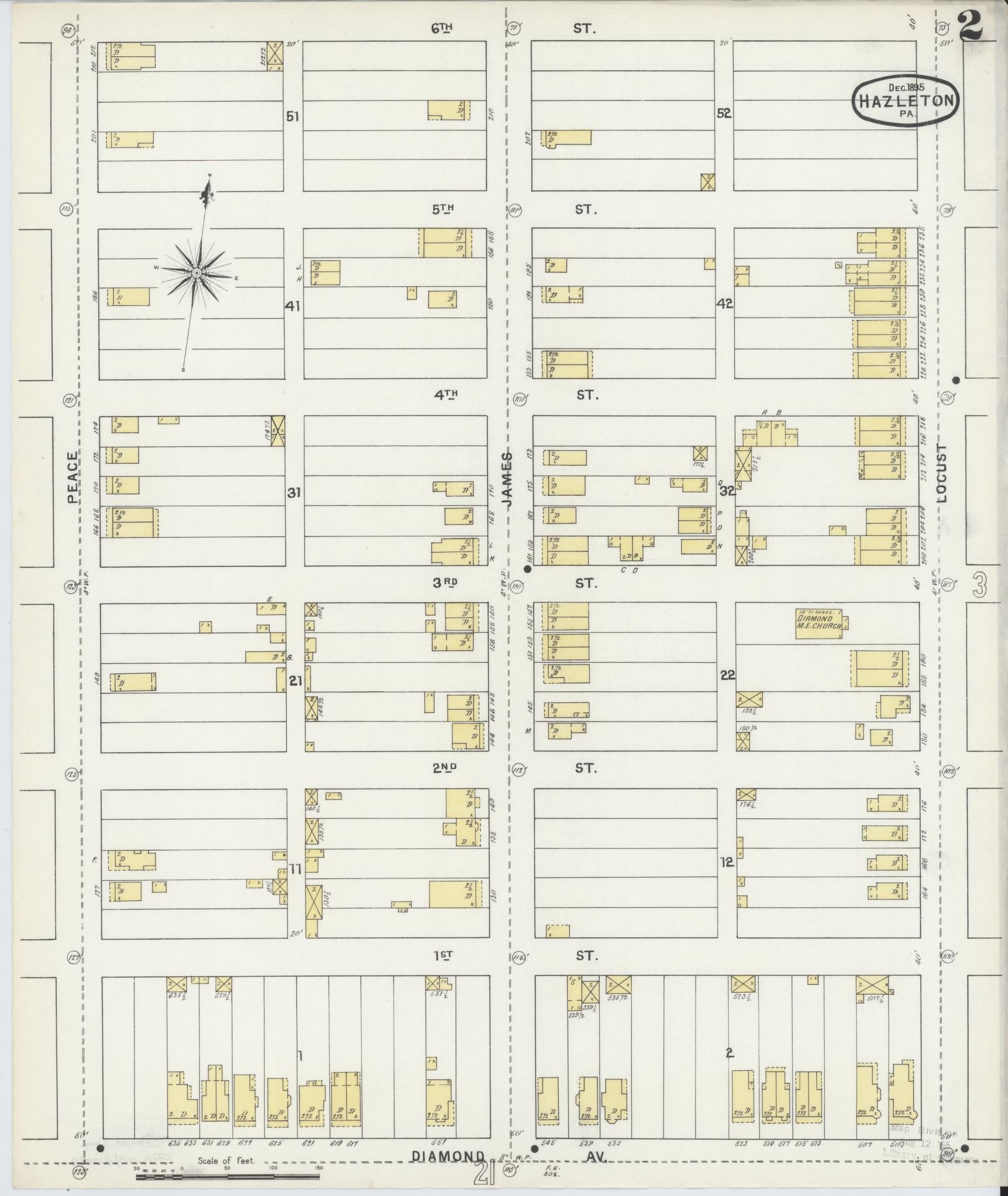 Sanborn Fire Insurance Map from Hazleton, Luzerne County, Pennsylvania (1895), Sheet #0002 - Complete Map Set gallery image, historic Sanborn map, vintage wall art, Pennsylvania Pennsylvania
