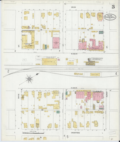 Sanborn Fire Insurance Map from Bushnell, Mcdonough County, Illinois (1906), Sheet #0003 - Historic Sanborn Fire Insurance Map Print, vintage old map wall art, antique decor, genealogy gift, Illinois Illinois map