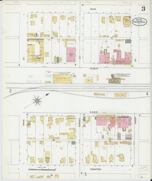 Sanborn Fire Insurance Map from Bushnell, Mcdonough County, Illinois (1906), Sheet #0003 - Historic Sanborn Fire Insurance Map Print, vintage old map wall art, antique decor, genealogy gift, Illinois Illinois map