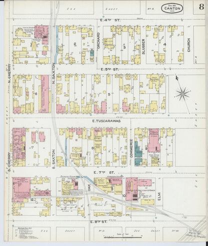 Sanborn Fire Insurance Map from Canton, Stark County, Ohio (1891), Sheet #0008 - Complete Map Set gallery image, historic Sanborn map, vintage wall art, Ohio Ohio