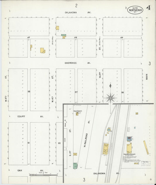 Sanborn Fire Insurance Map from North Enid, Garfield County, Oklahoma (1901), Sheet #0004 - Historic Sanborn Fire Insurance Map Print, vintage old map wall art, antique decor, genealogy gift, Oklahoma Oklahoma map