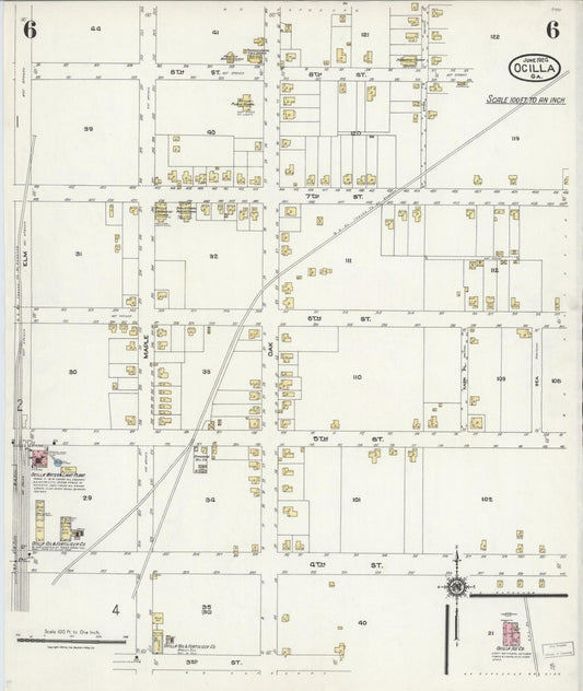 Sanborn Fire Insurance Map from Ocilla, Irwin County, Georgia (1924), Sheet #0006 - Historic Sanborn Fire Insurance Map Print, vintage old map wall art, antique decor, genealogy gift, Georgia Georgia map