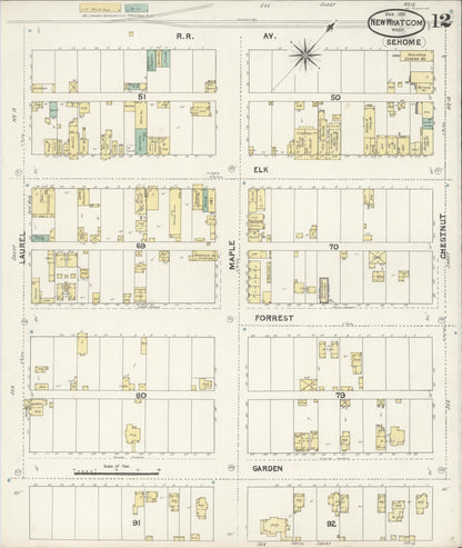 Sanborn Fire Insurance Map from New Whatcom, Whatcom County, Washington (1891), Sheet #0012 - Complete Map Set gallery image, historic Sanborn map, vintage wall art, Washington Washington