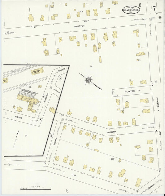 Sanborn Fire Insurance Map from Silver Creek, Chautauqua County, New York (1913), Sheet #0007 - Historic Sanborn Fire Insurance Map Print, vintage old map wall art, antique decor, genealogy gift, New York New York map