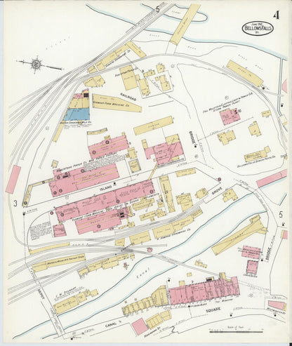 Sanborn Fire Insurance Map from Bellows Falls, Windham County, Vermont (1912), Sheet #0004 - Complete Map Set gallery image, historic Sanborn map, vintage wall art, Vermont Vermont