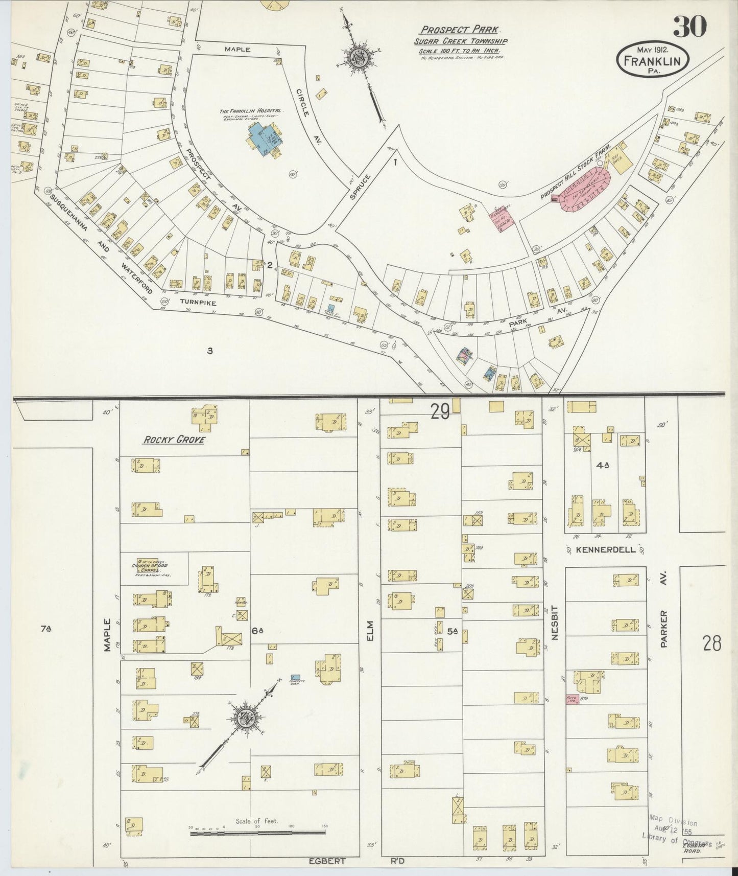 Sanborn Fire Insurance Map from Franklin, Venango County, Pennsylvania (1912), Sheet #0030 - Complete Map Set gallery image, historic Sanborn map, vintage wall art, Pennsylvania Pennsylvania