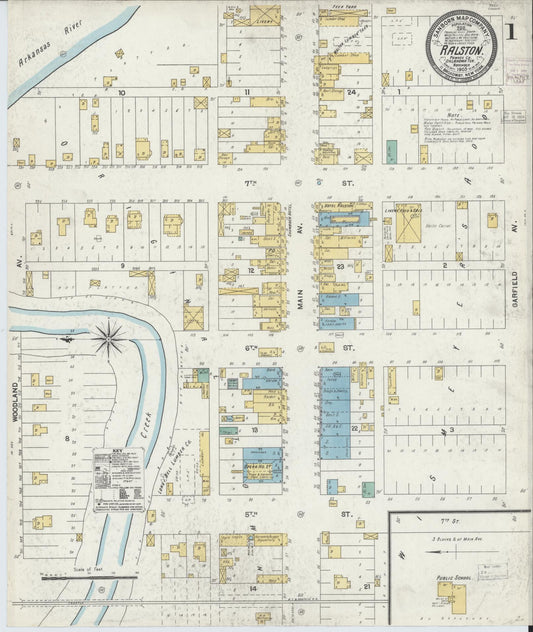 Sanborn Fire Insurance Map from Ralston, Pawnee County, Oklahoma (1903), Sheet #0001 - Historic Sanborn Fire Insurance Map Print, vintage old map wall art, antique decor, genealogy gift, Oklahoma Oklahoma map