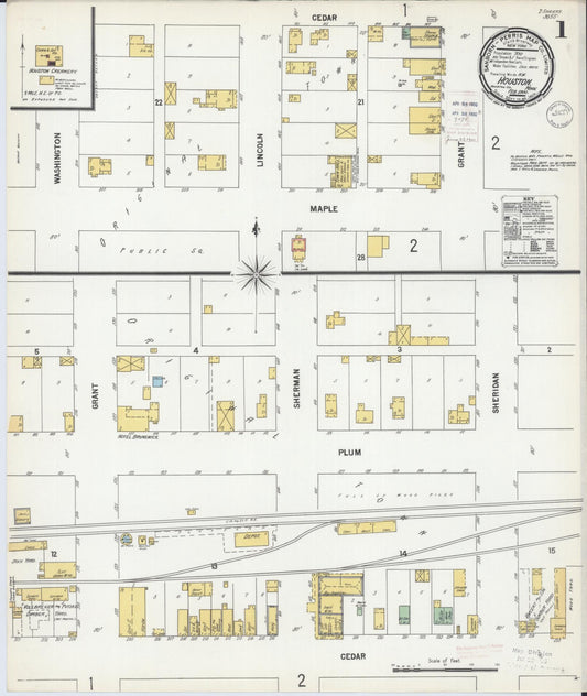 Sanborn Fire Insurance Map from Houston, Houston County, Minnesota (1900), Sheet #0001 - Historic Sanborn Fire Insurance Map Print, vintage old map wall art, antique decor, genealogy gift, Minnesota Minnesota map